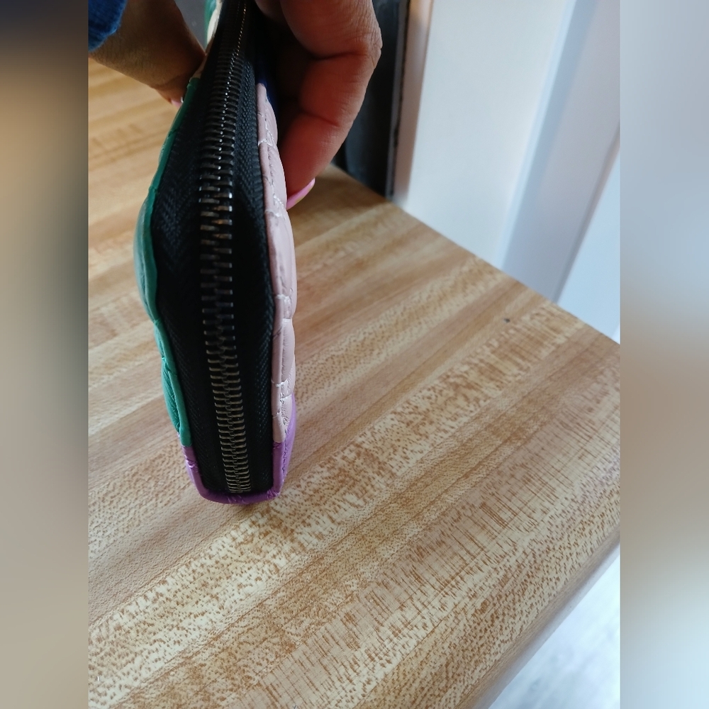 Kurt Geiger EUC Colorblock Patchwork Long Zip Wal… - image 5